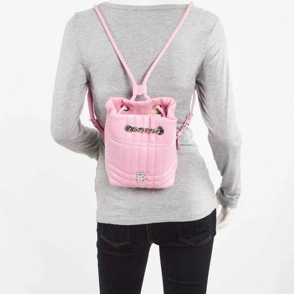 Burberry Pink Quilted Leather Mini Lola Backpack Bag - Picture 2 of 11